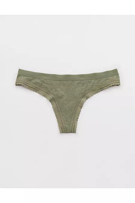 Superchill Cotton Rib Lace Thong Underwear Women's Product Image