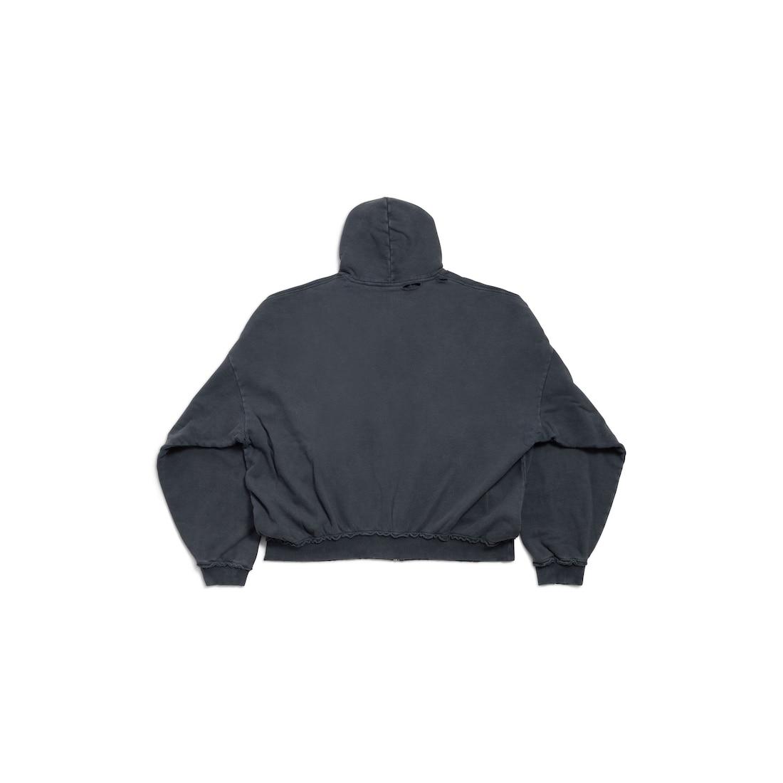 Fashion Designer Pulled Zip-up Hoodie Large Fit in Faded Black Product Image