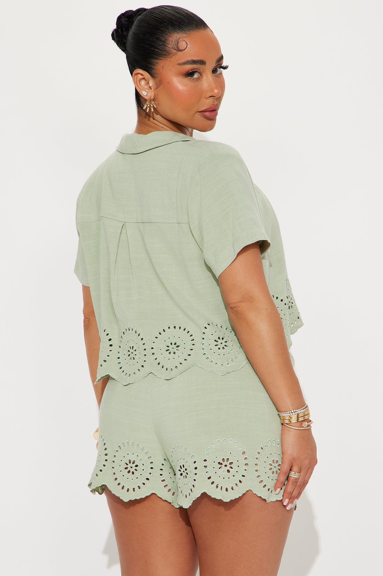 Honest Love Linen Short Set - Sage Product Image