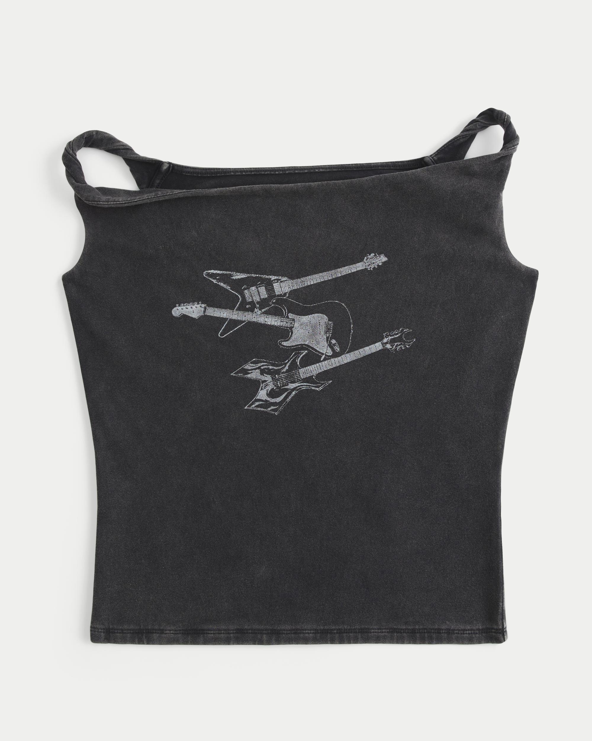 Twisted Off-the-Shoulder Guitar Graphic Tee Product Image