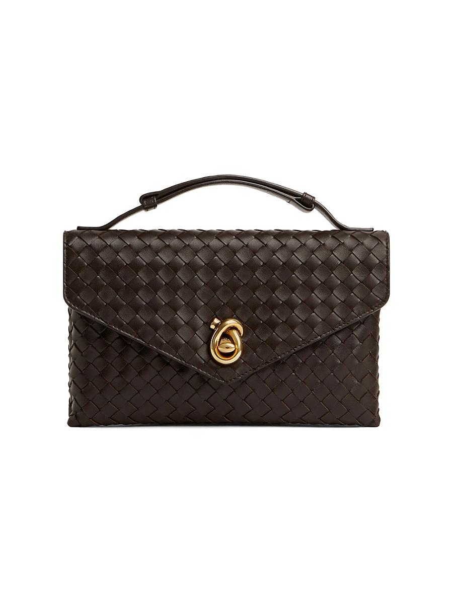 Womens Knot Lock Intrecciato Leather Top Handle Bag Product Image