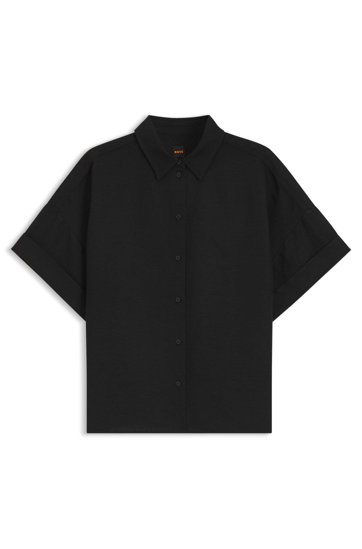 Regular-fit blouse with rolled cuffs Product Image