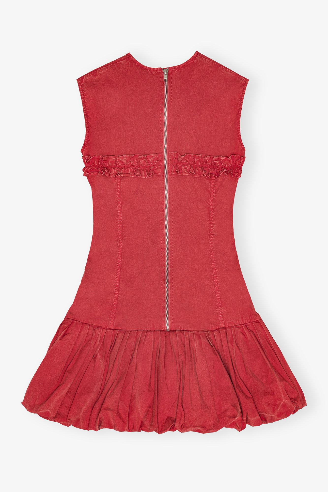 Red Washed Stretch Cotton Corset Mini Dress Product Image