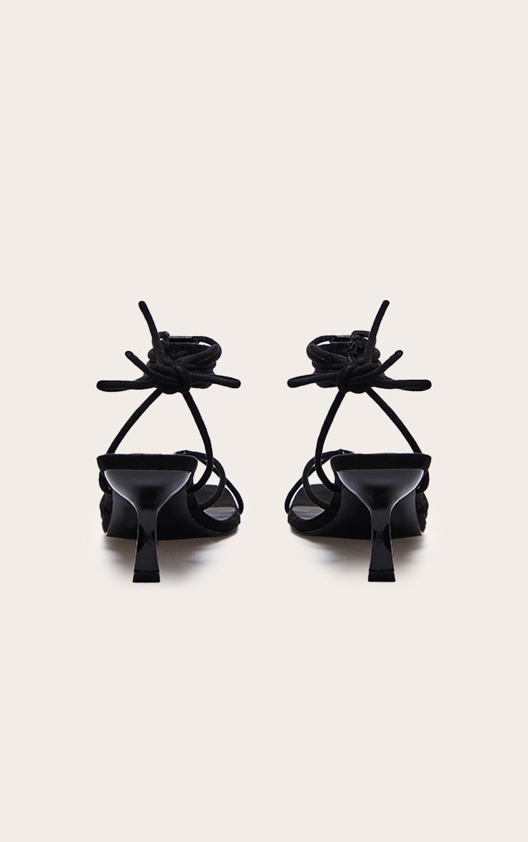 Black Wide Fit Faux Suede Strappy Lace Up Low Heel Sandals Product Image