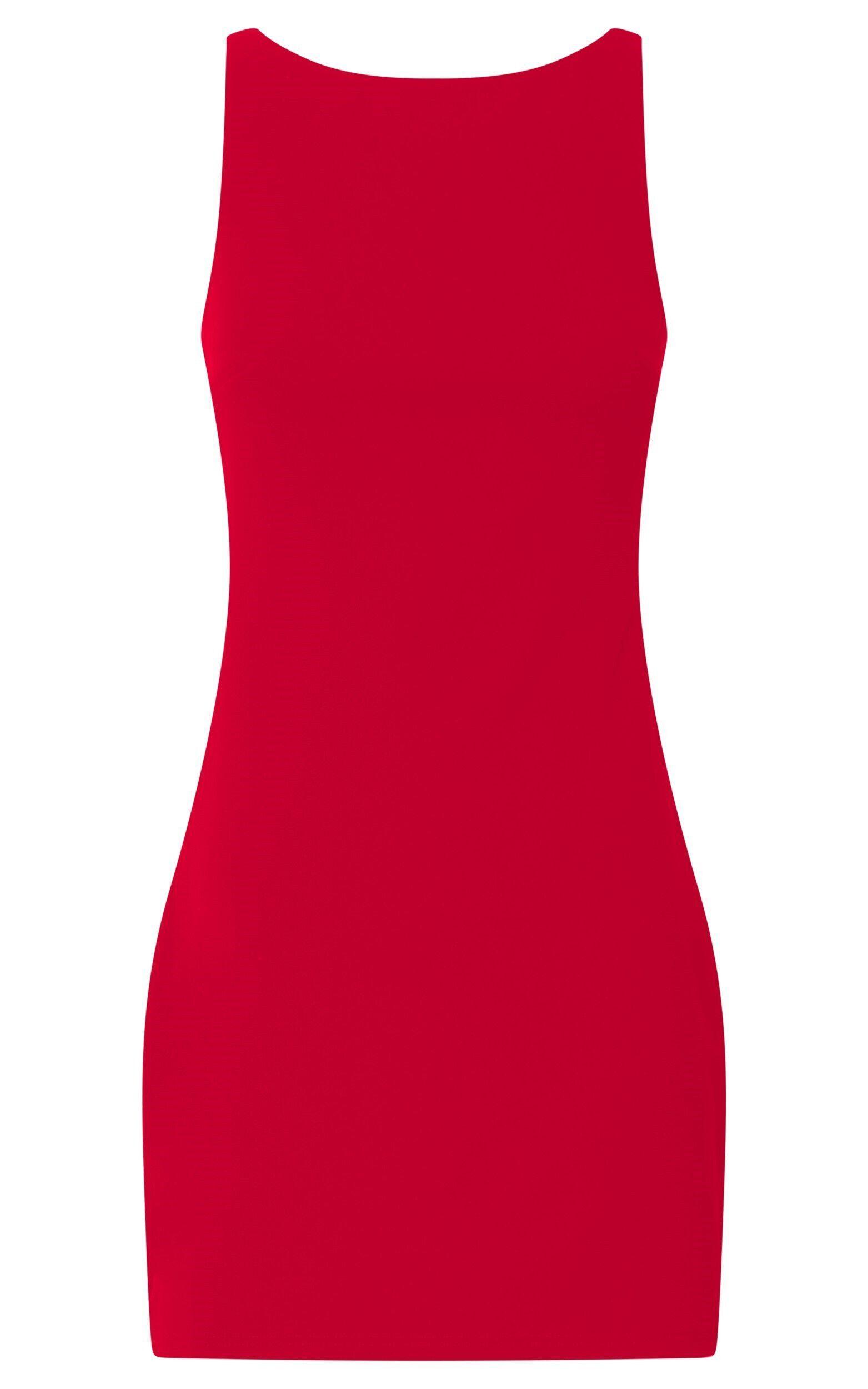 Bindi Boat Neck Bodycon Mini Dress in Red Product Image