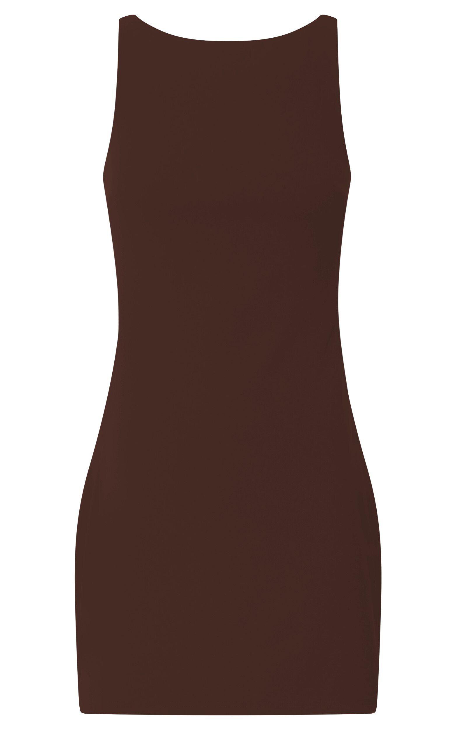 Bindi Boat Neck Bodycon Mini Dress in Chocolate Product Image