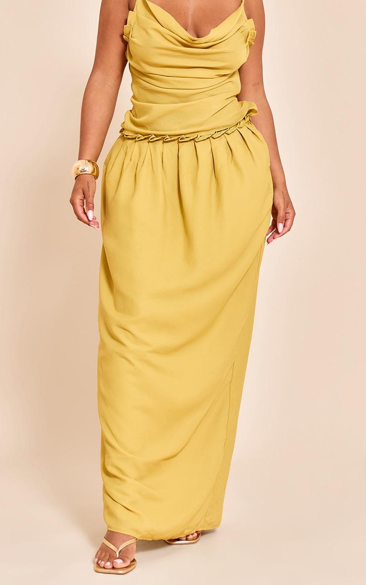 Shape Olive Pleated Maxi Skirt Product Image