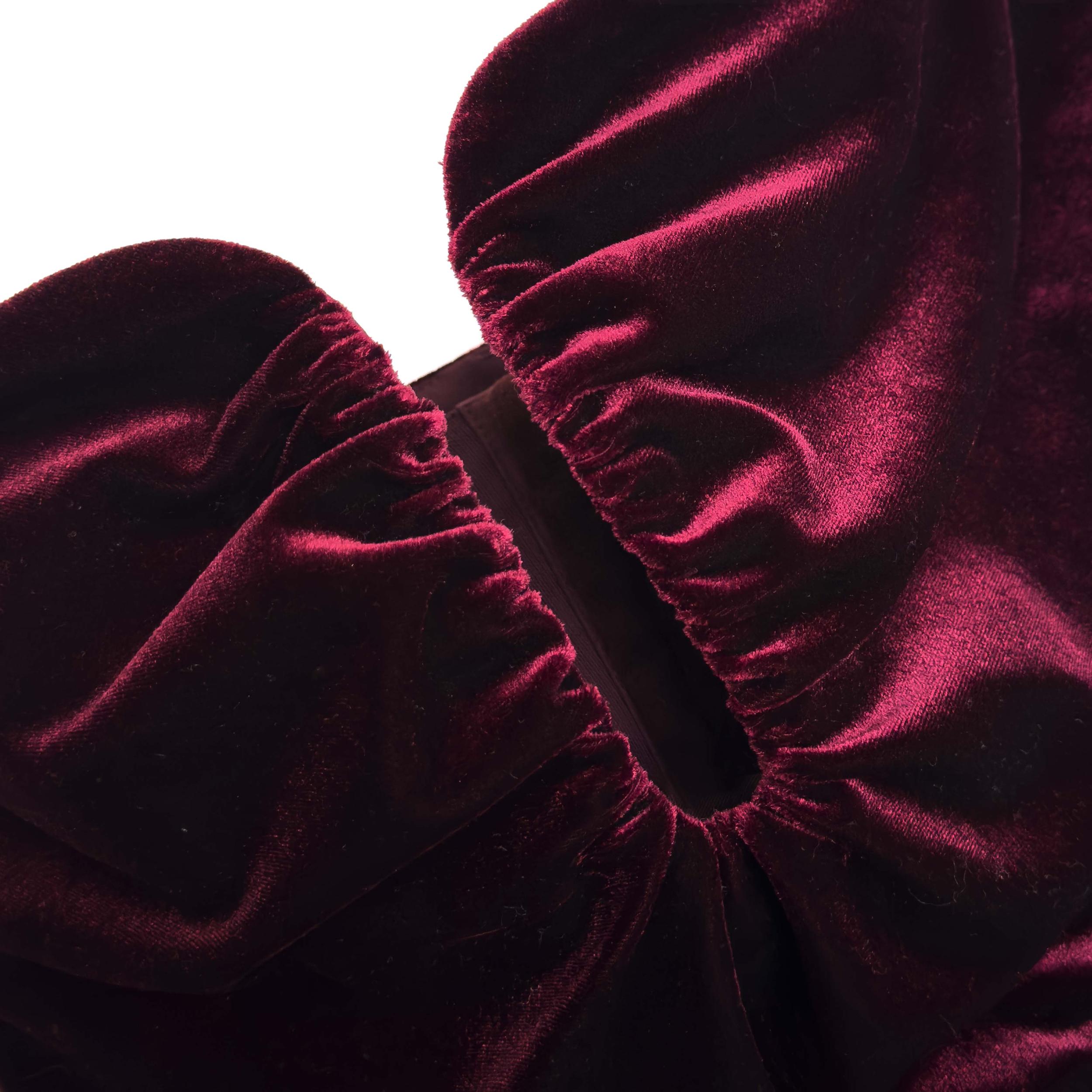 Burgundy Velvet Midi Dress Product Image