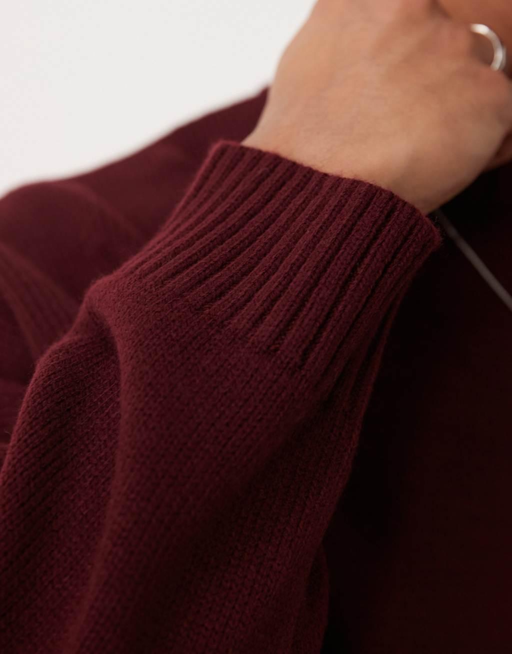 ASOS DESIGN super oversized boxy fit knitted sweater in burgundy Product Image