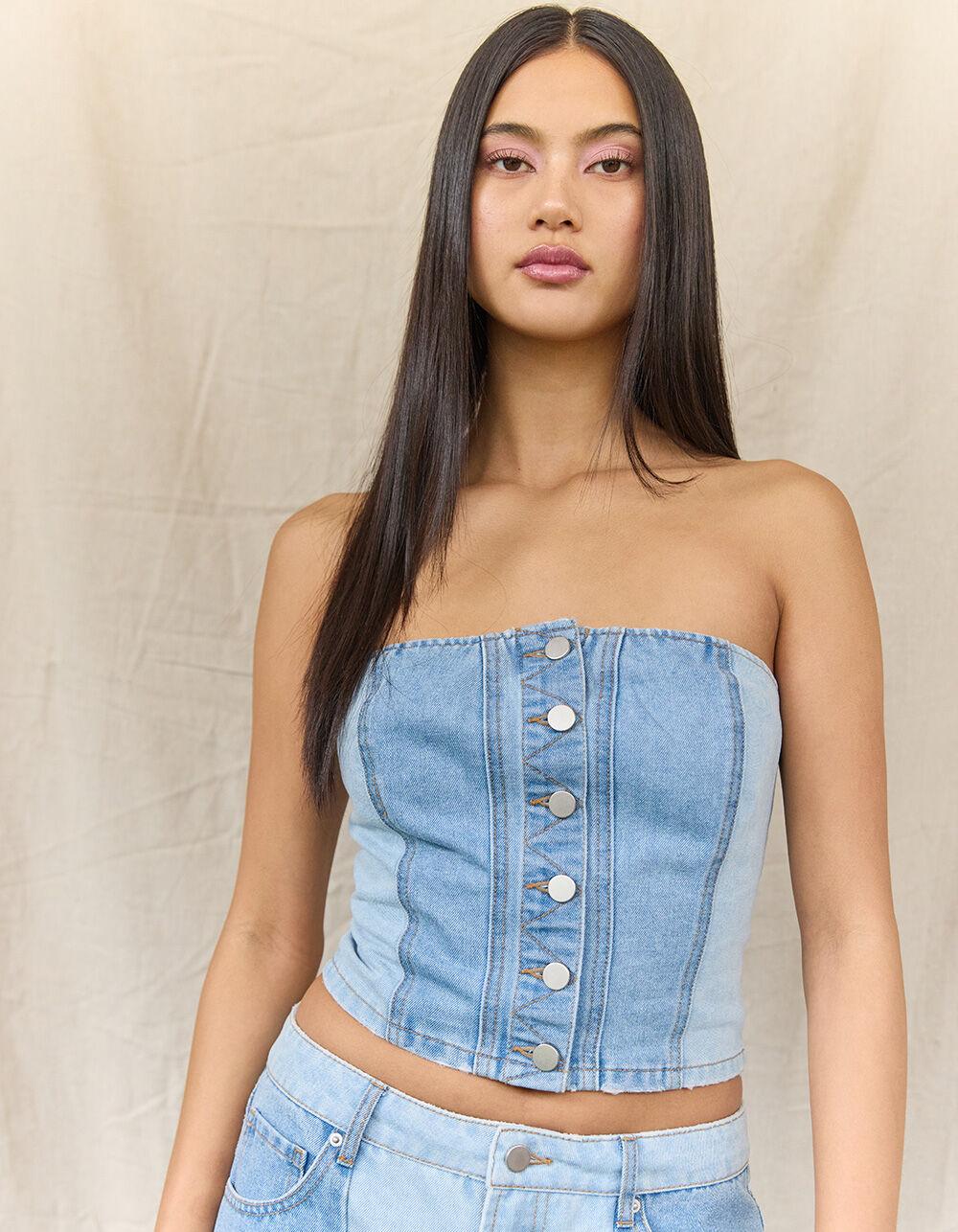 WEST OF MELROSE Womens Denim Tube Top - DENIM Product Image