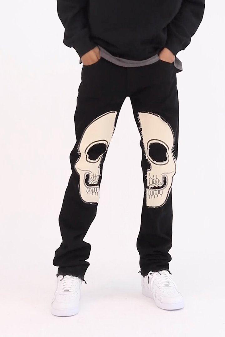 D181 Straight Denim - Black/White Product Image