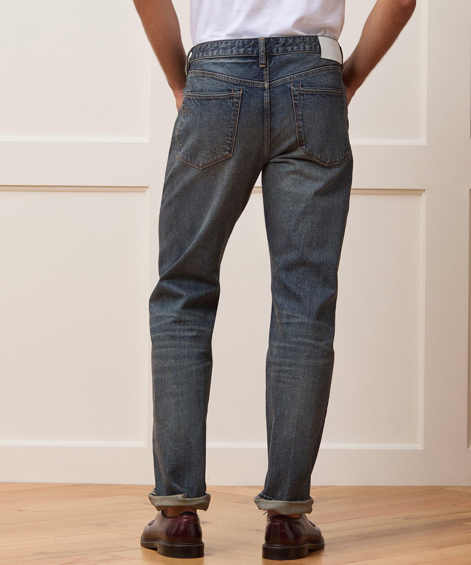 Straight Japanese Selvedge Stretch Jean in Worn Wash Product Image
