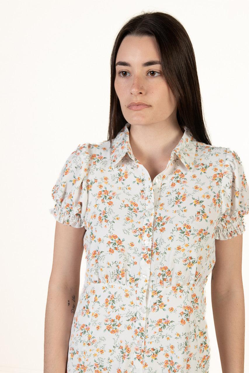 White Floral Shirt Dress Product Image
