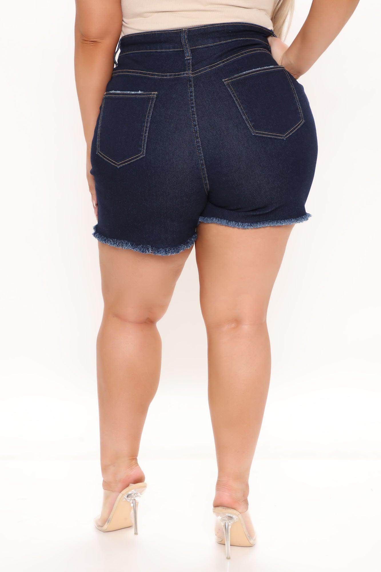 Say It Ain't So Ripped Denim Shorts - Dark Wash Product Image