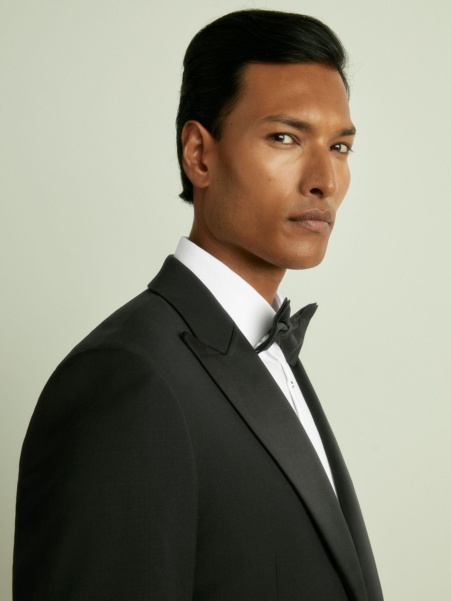 Regular Fit Single Breasted Tuxedo Jacket in Black Product Image