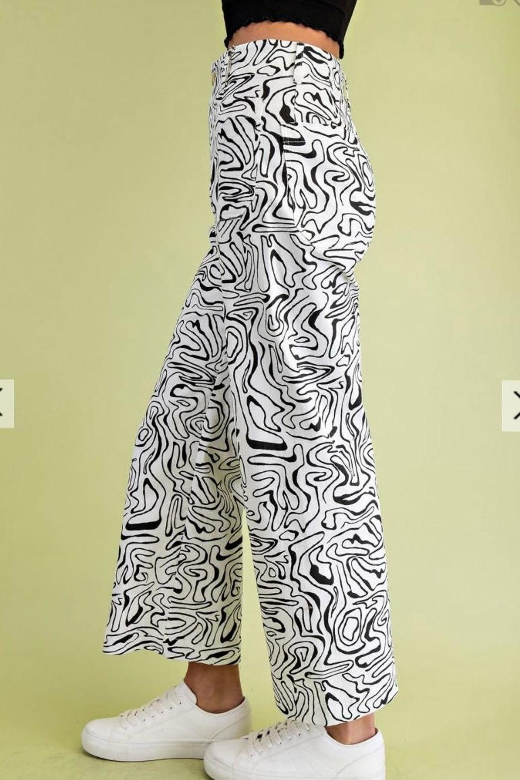 Pants, Retro Print Cropped Product Image