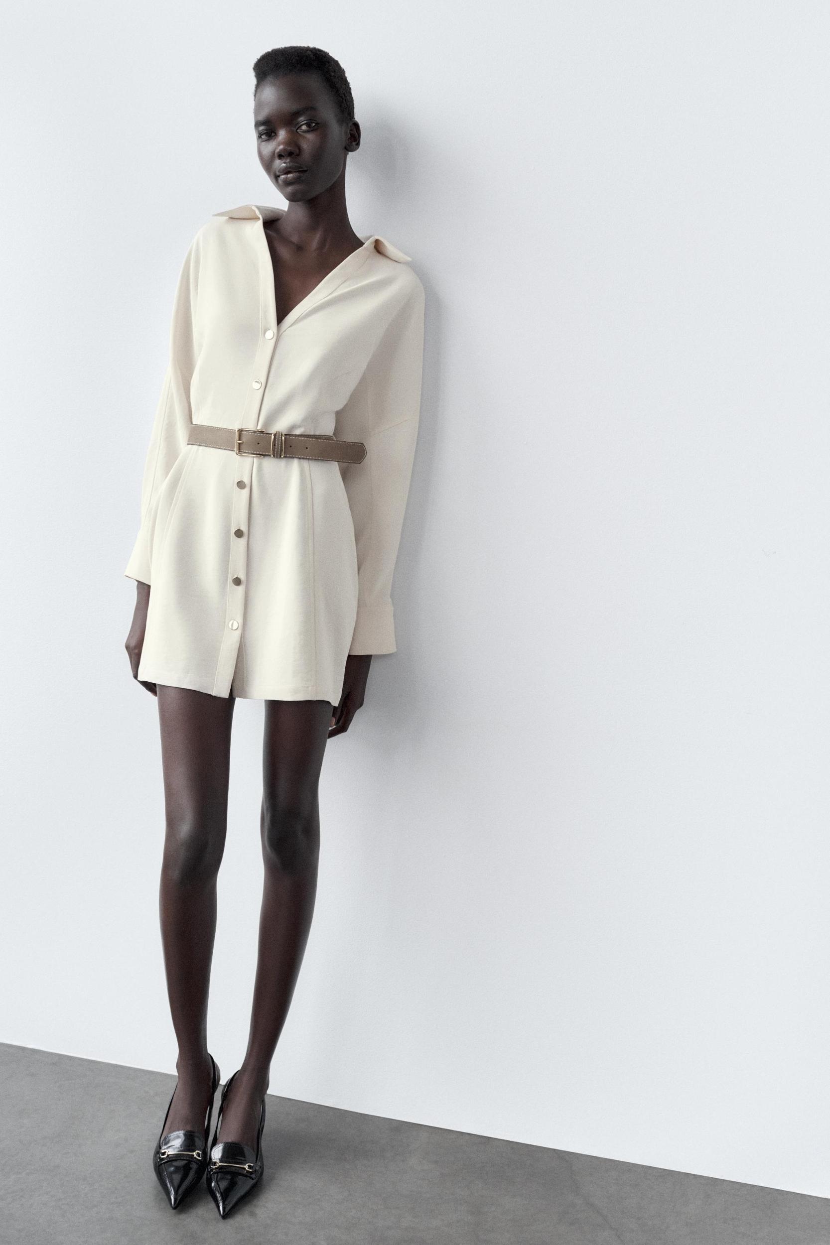 BELTED CREPE MINI DRESS Product Image