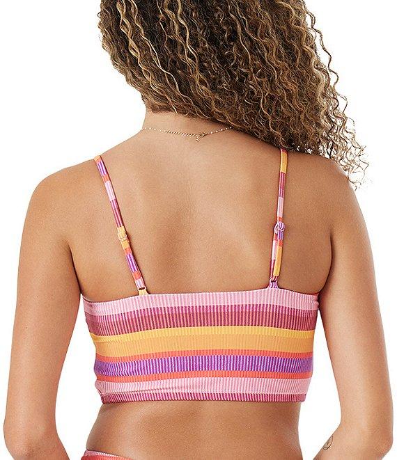 Roxy Coastal Current Rainbow Summer Stripes Low Waist Hipster Swim Bottom Product Image
