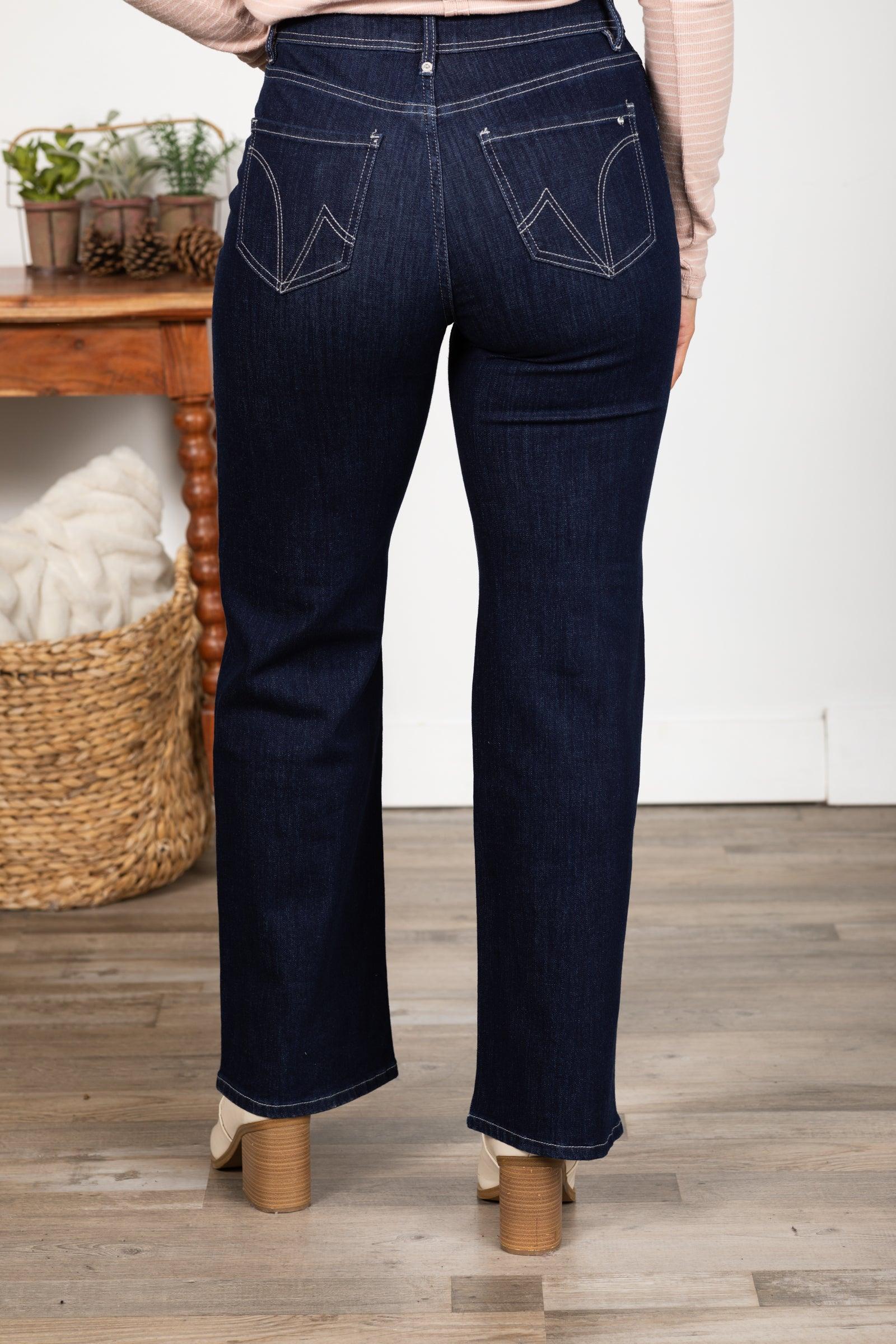 Mica Dark Wash High Rise Straight Leg Jeans Product Image