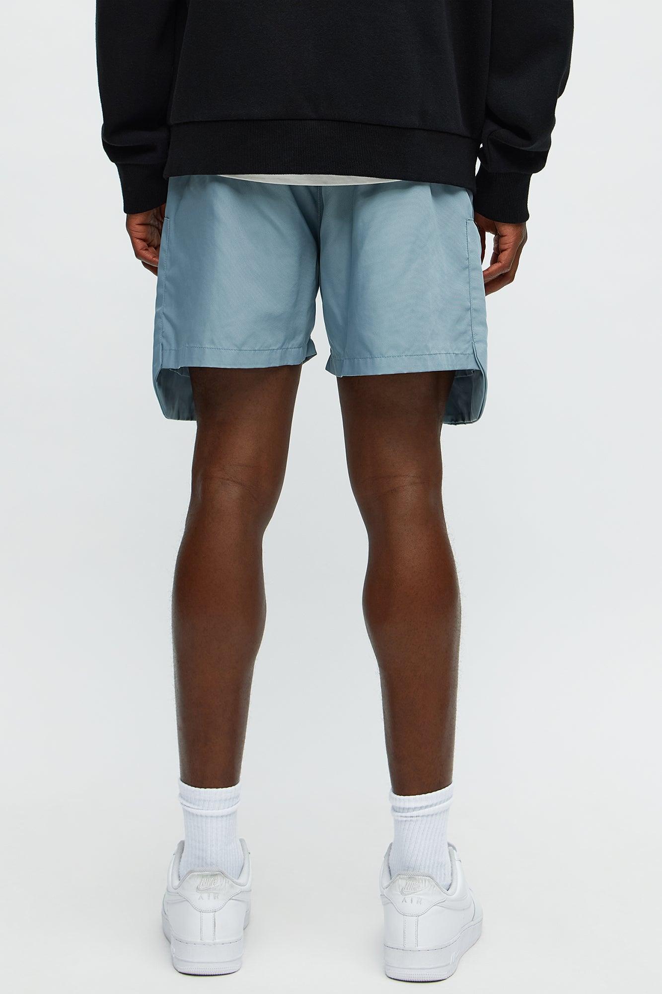 Cargo Pockets Relaxed Drawstring Shorts - Blue Male Product Image