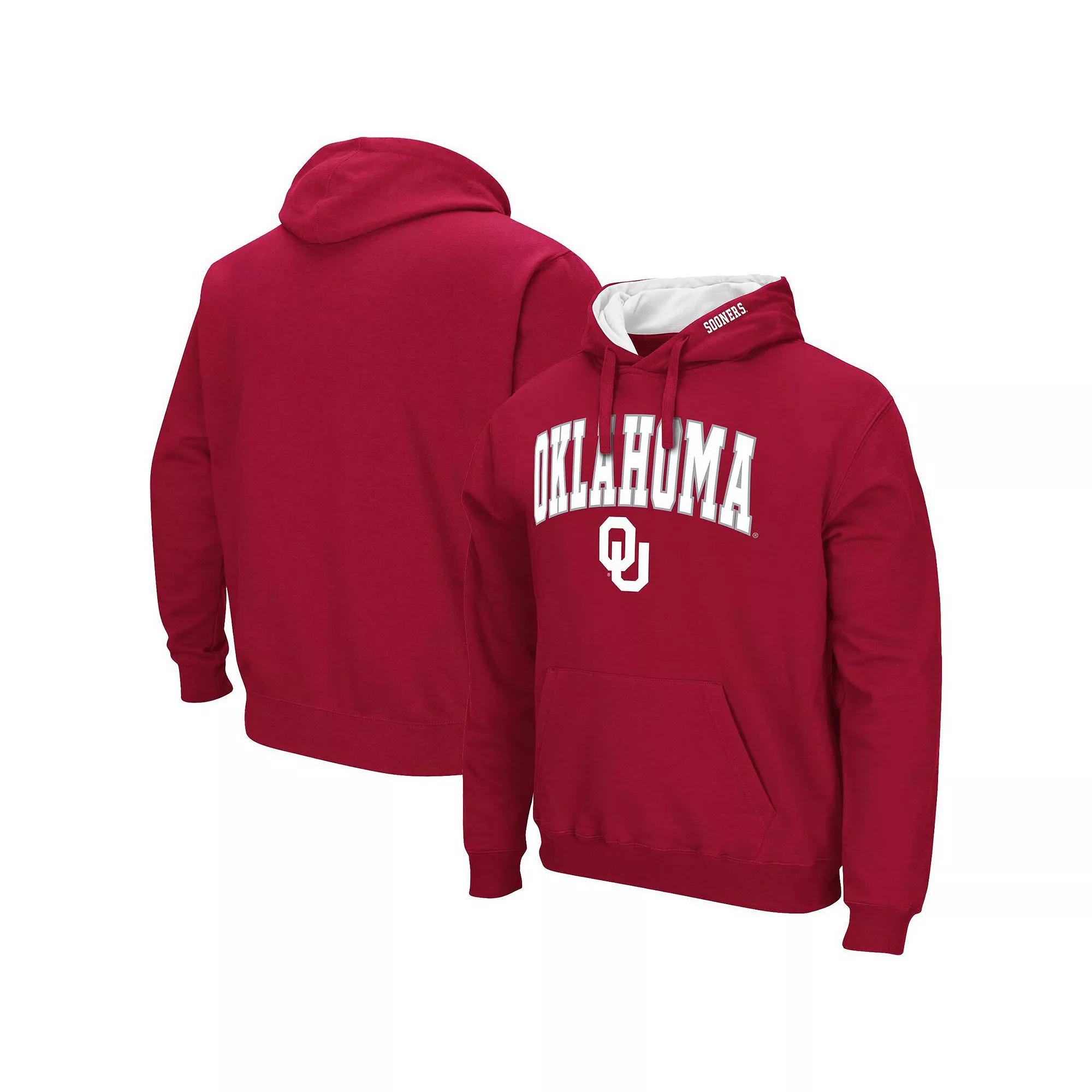 Men's Colosseum Crimson Oklahoma Sooners Arch & Team Logo 3.0 Pullover Hoodie,  Product Image