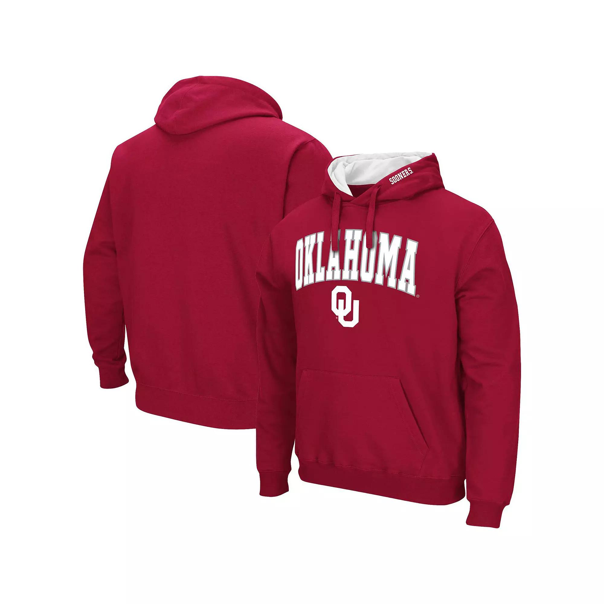 Men's Colosseum Crimson Oklahoma Sooners Arch & Team Logo 3.0 Pullover Hoodie,  Product Image