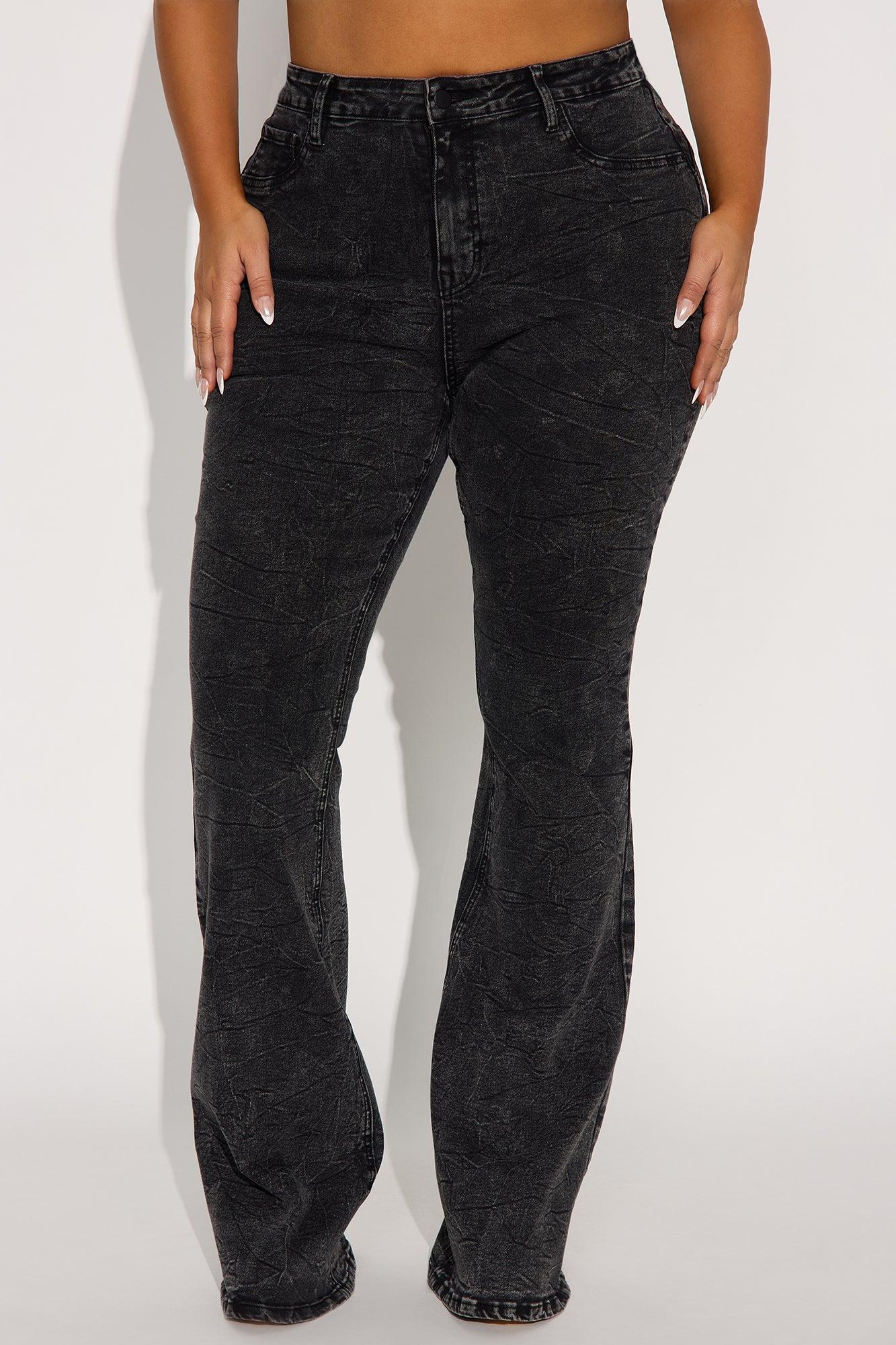 Tall Audrey Booty Lifting Stretch Flare Jeans - Acid Wash Black Product Image