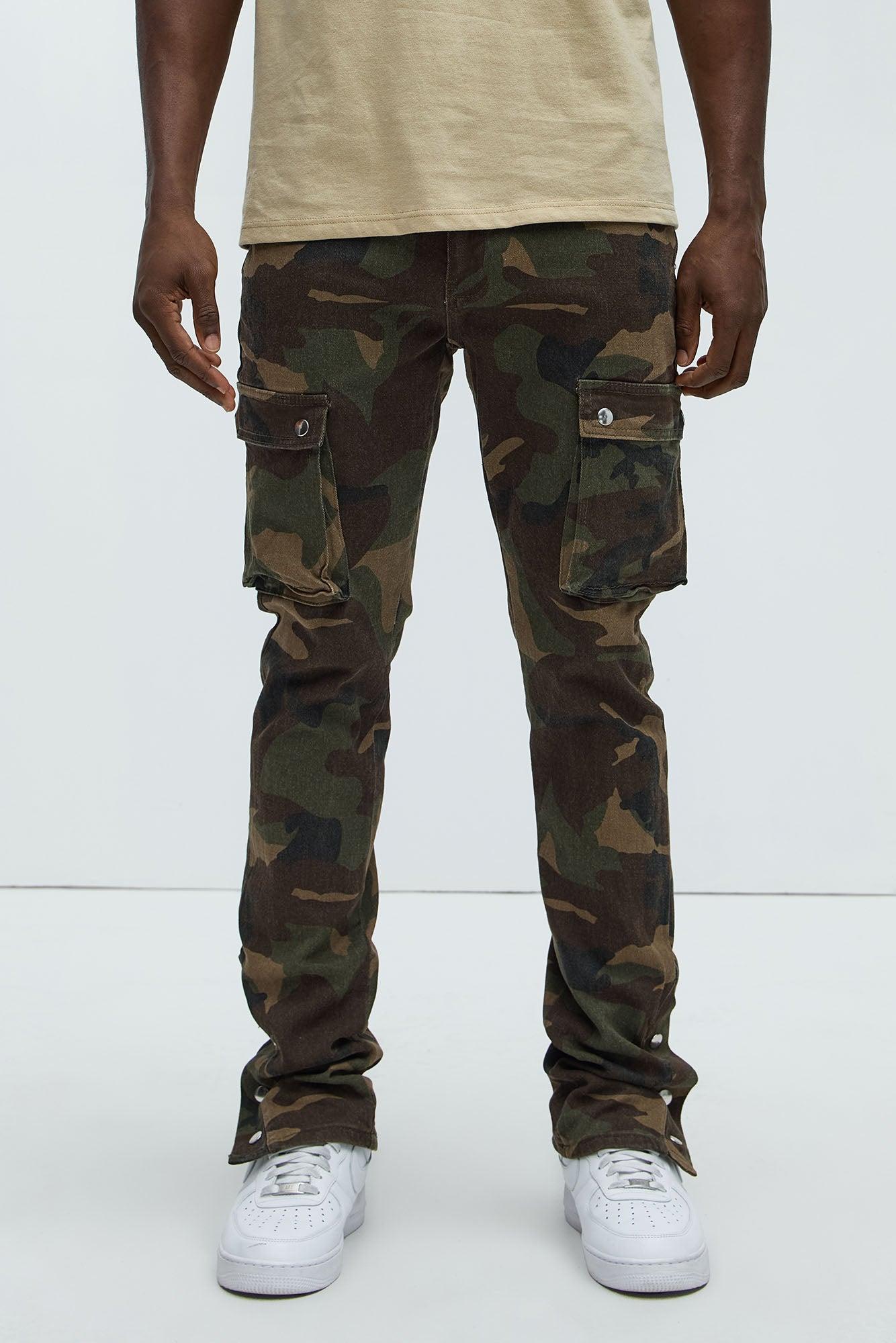 Out These Streets Cargo Stacked Skinny Pants - Camouflage Product Image