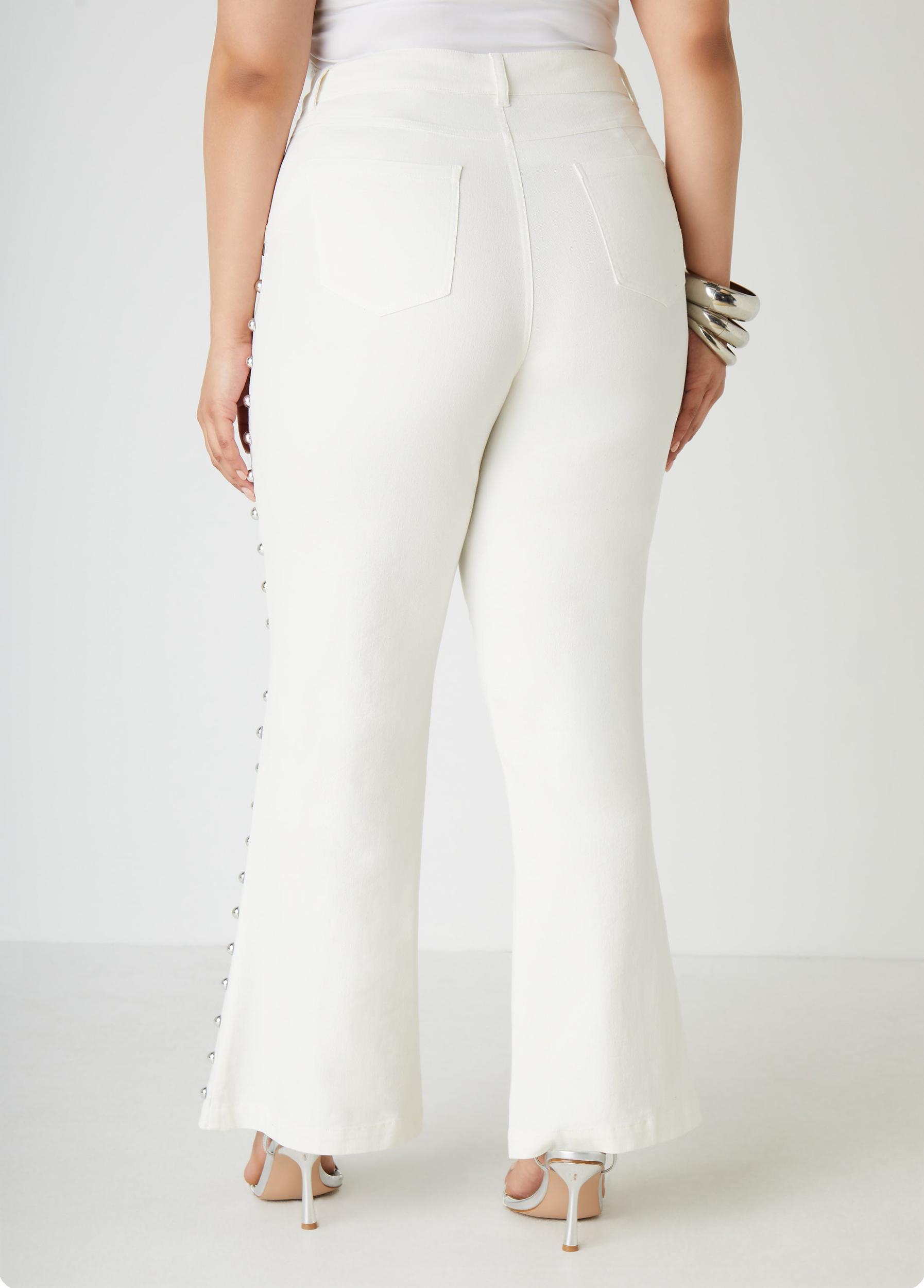 High Rise Studded Flared Jeans Product Image