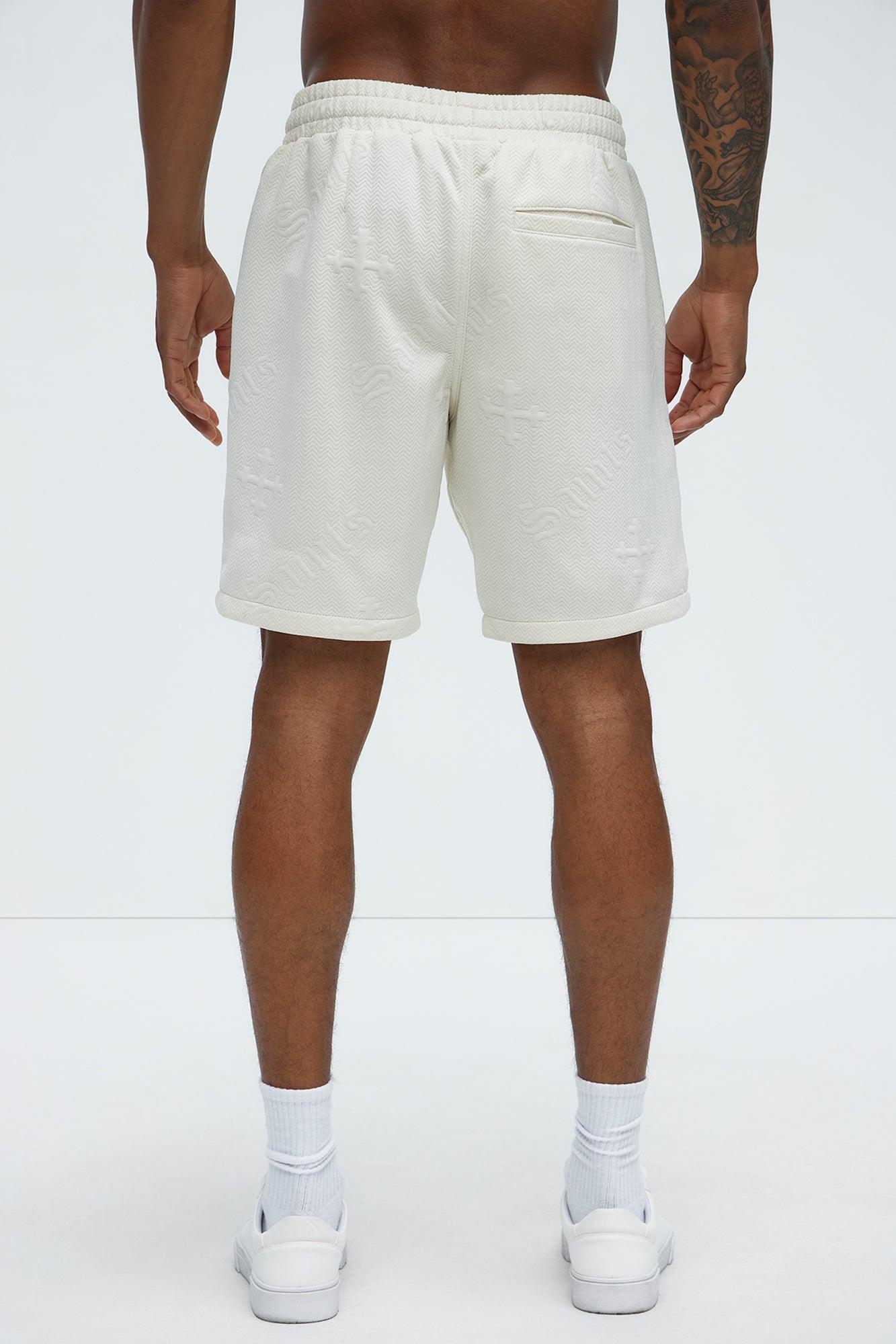 Aegis Cross Embossed Relaxed Shorts - Off White Product Image
