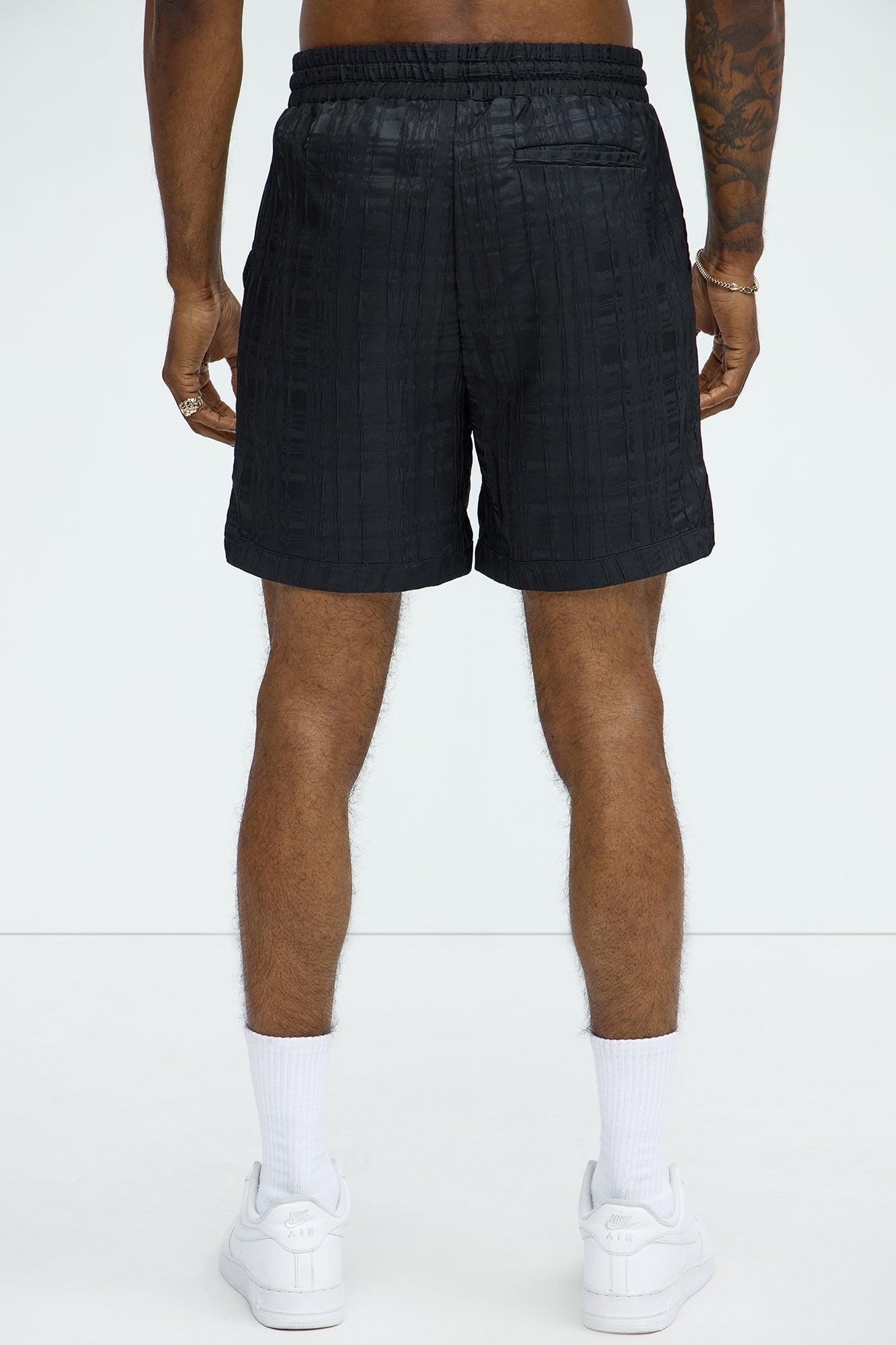 Plaid Crinkle Shorts - Black Product Image