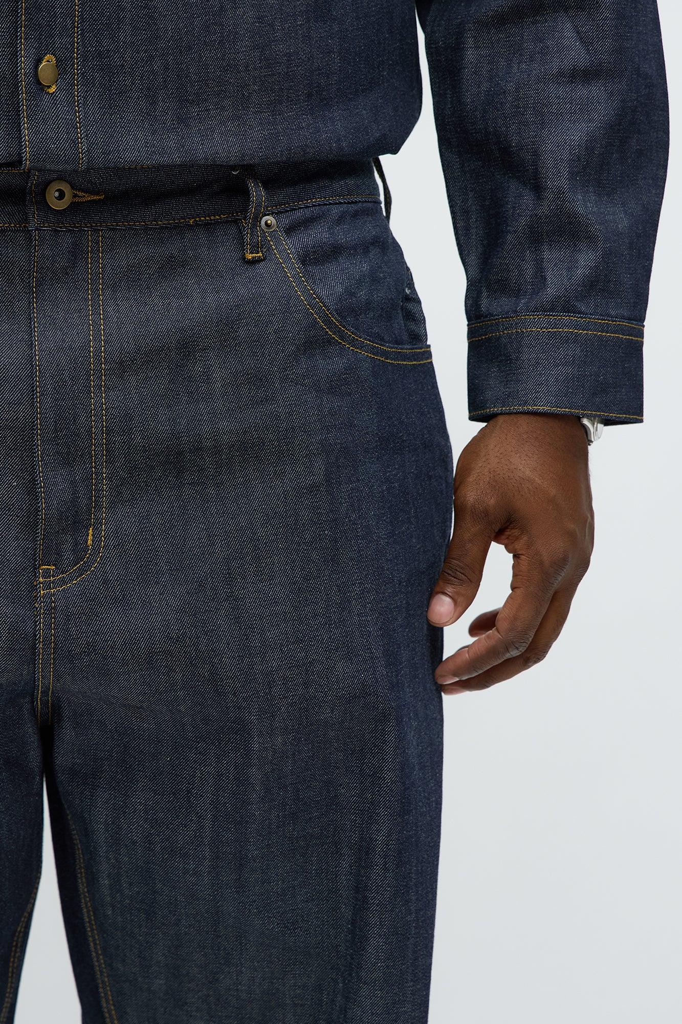 Baggy Raw Selvedge Jeans - Dark Wash Male Product Image