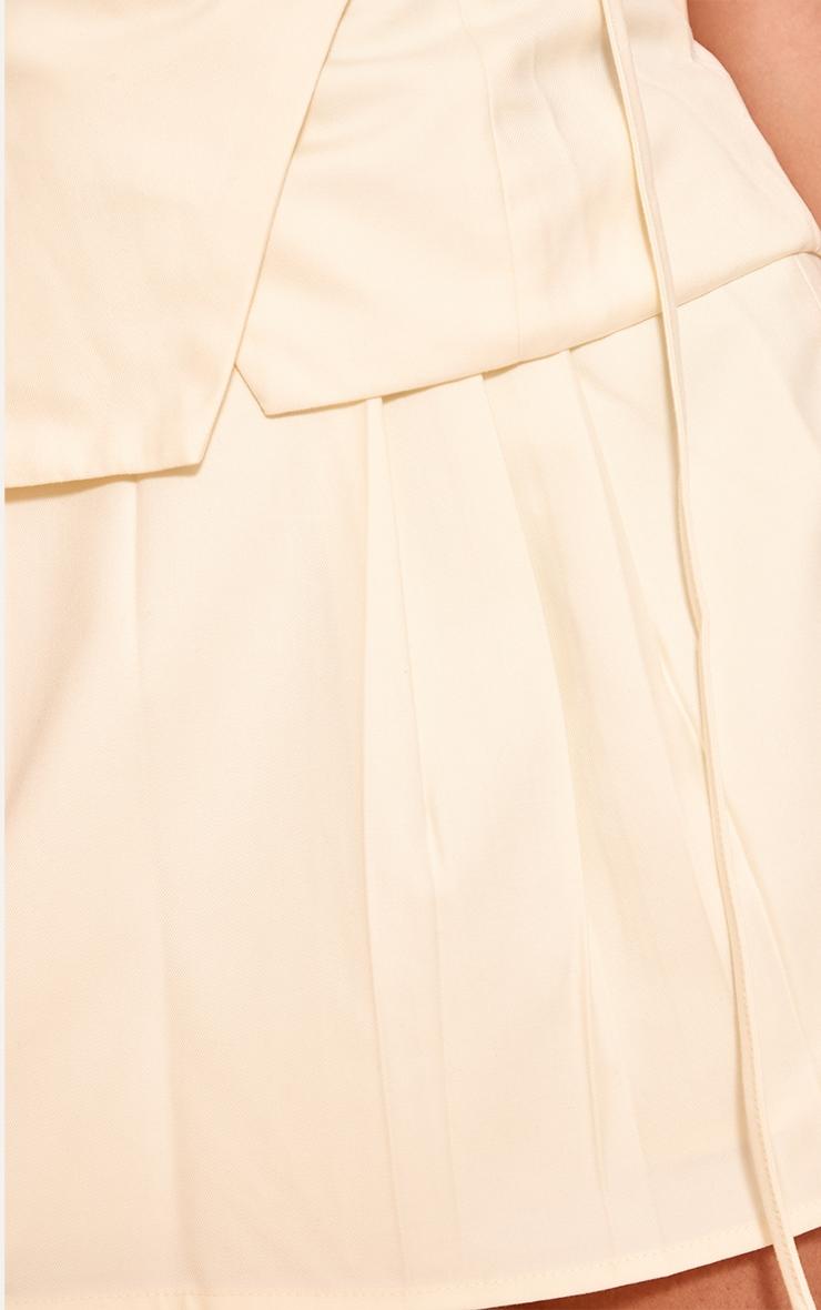 Cream Woven Pleated Mini Skirt Product Image