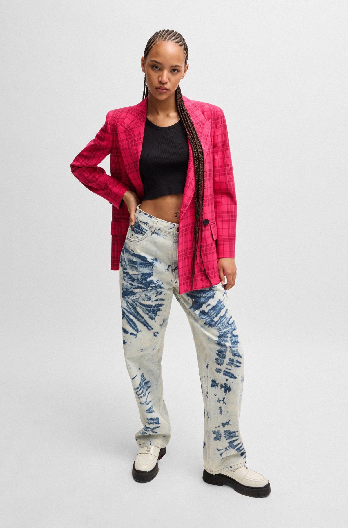 Slim-fit jacket in checked stretch material Product Image