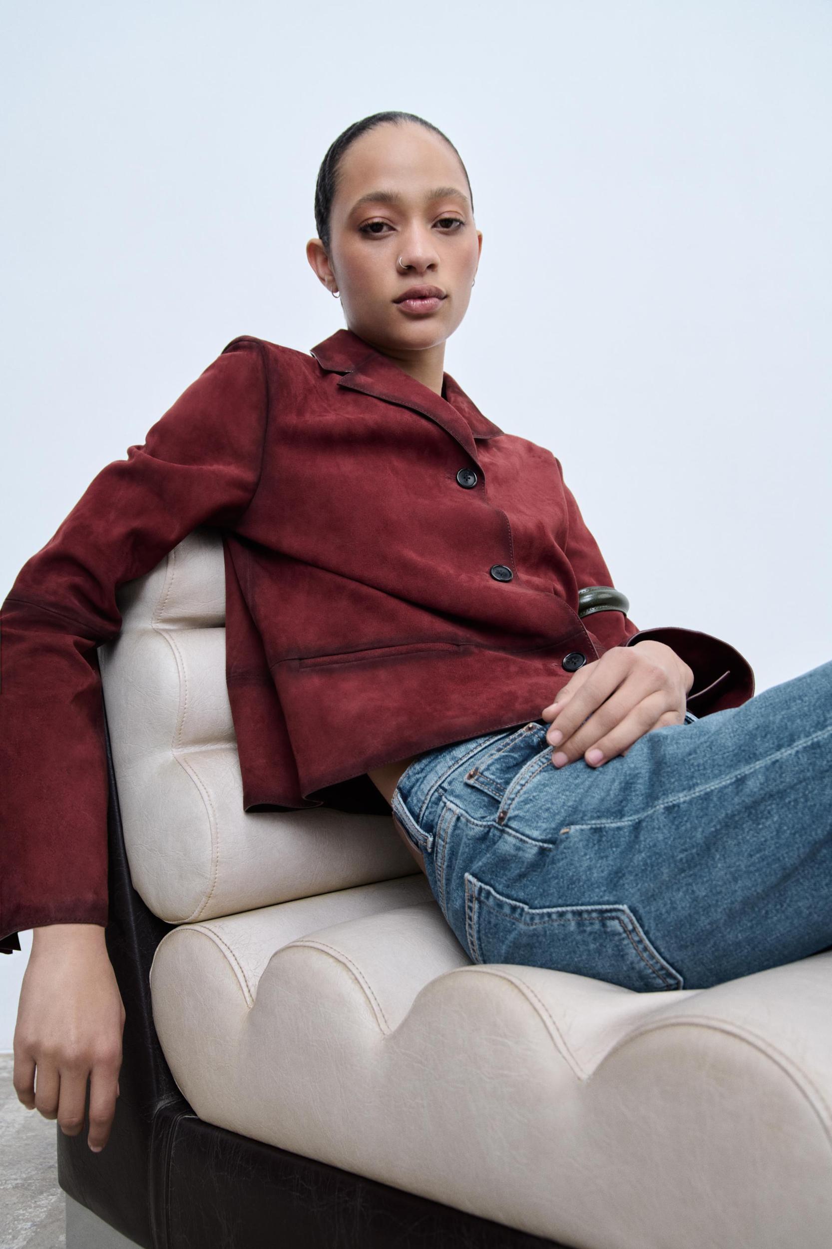 100% SUEDE LEATHER BLAZER ZW COLLECTION Product Image