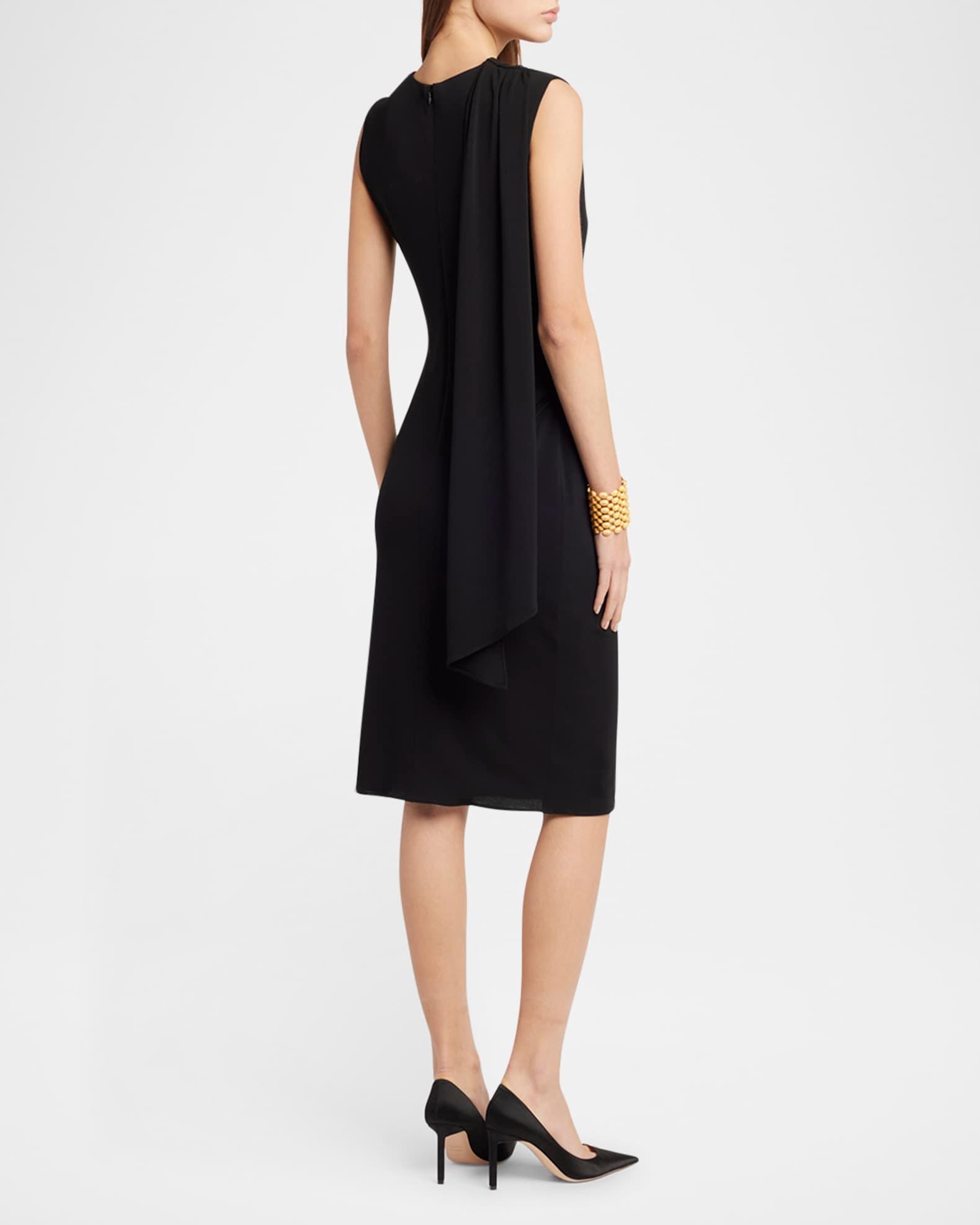 Cutout Shoulder-Drape Viscose Crepe Jersey Cocktail Dress Product Image