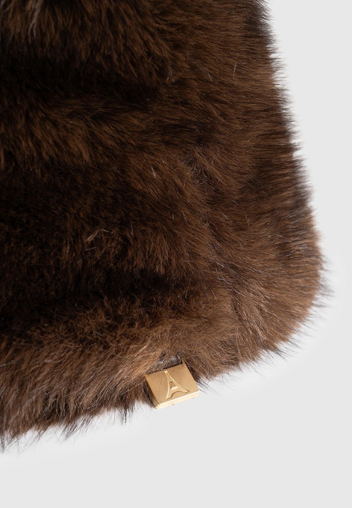 Ilya - Oversized Fur Hat - Brown Female Product Image