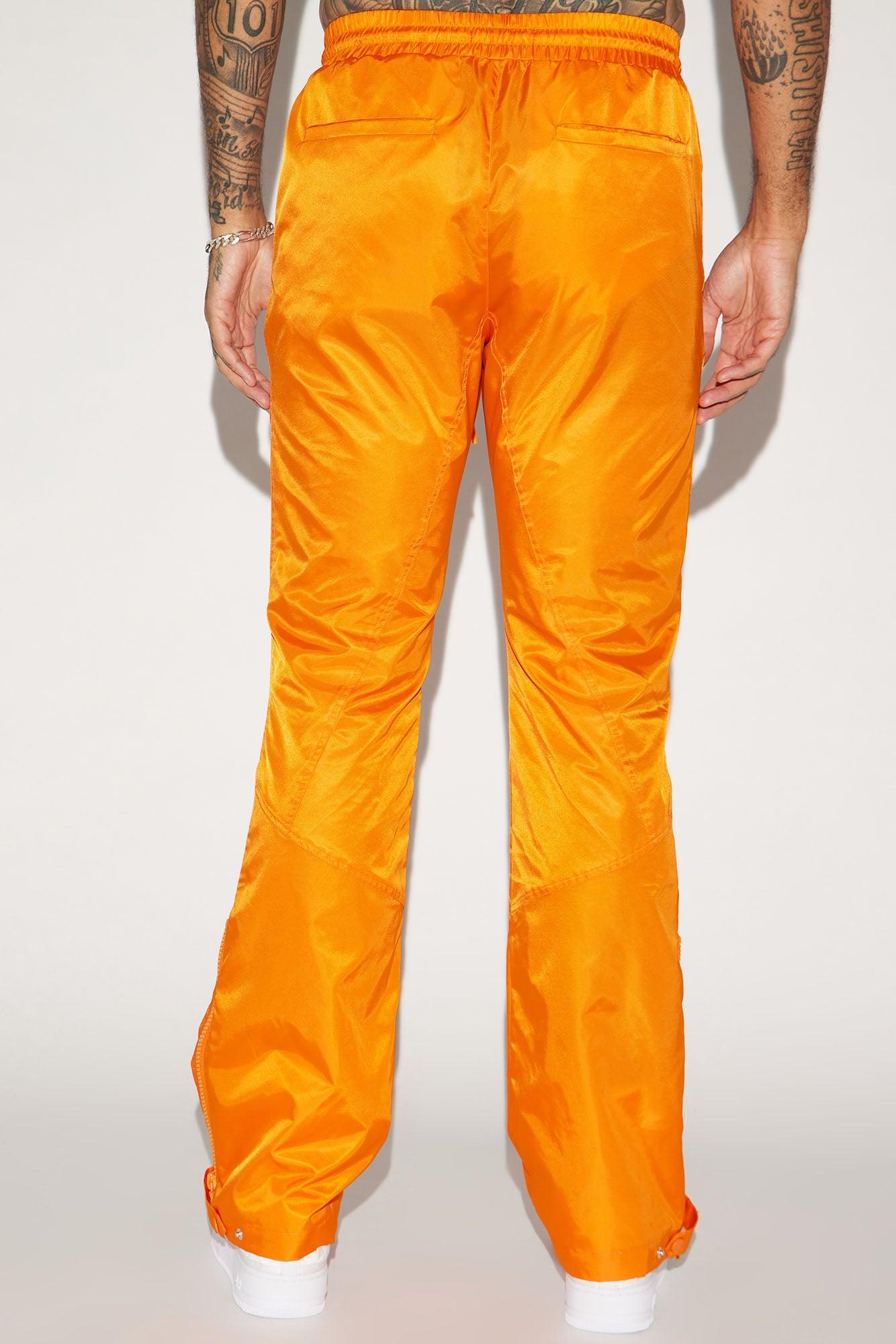 Play The Track Stacked Slim Flare Nylon Pants - Orange Product Image