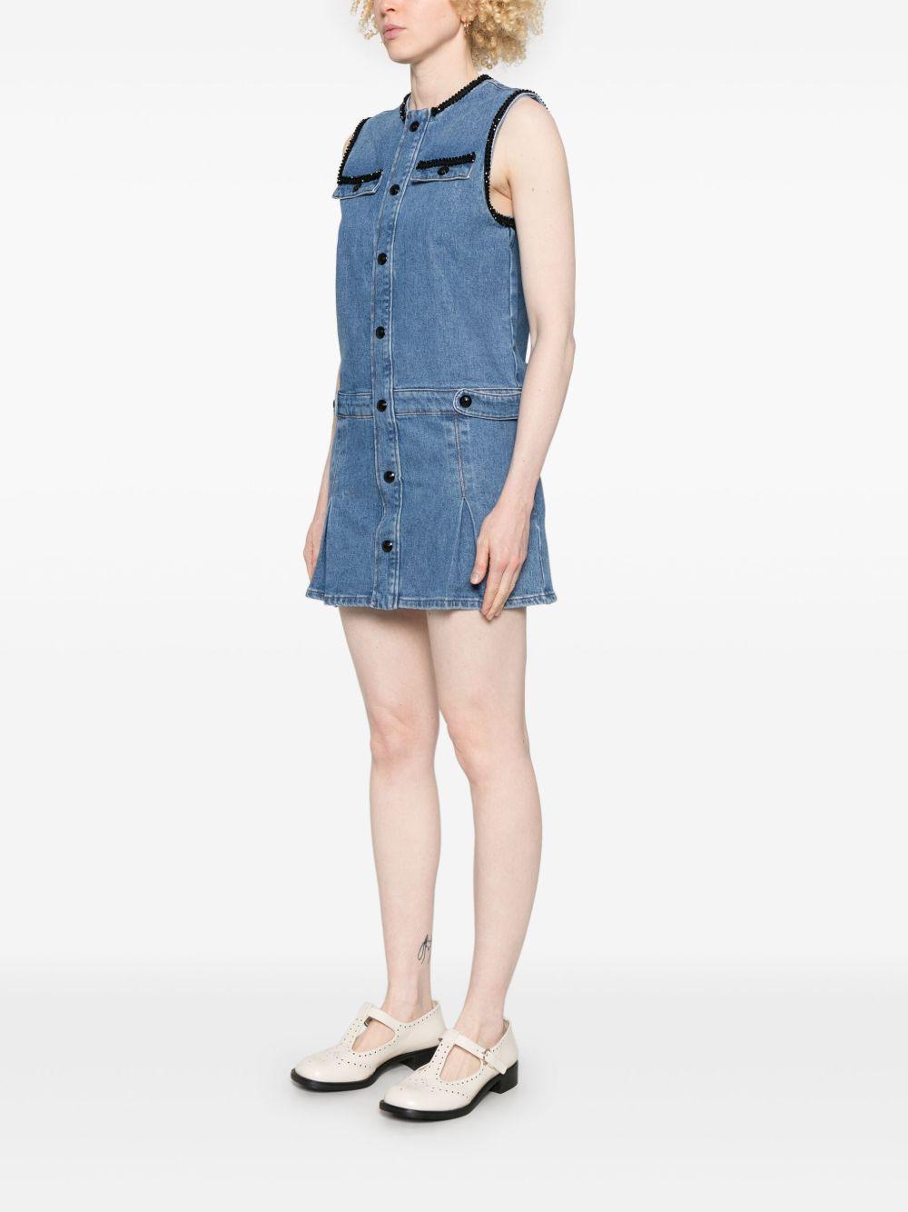 embroidered-trim denim mini dress Product Image