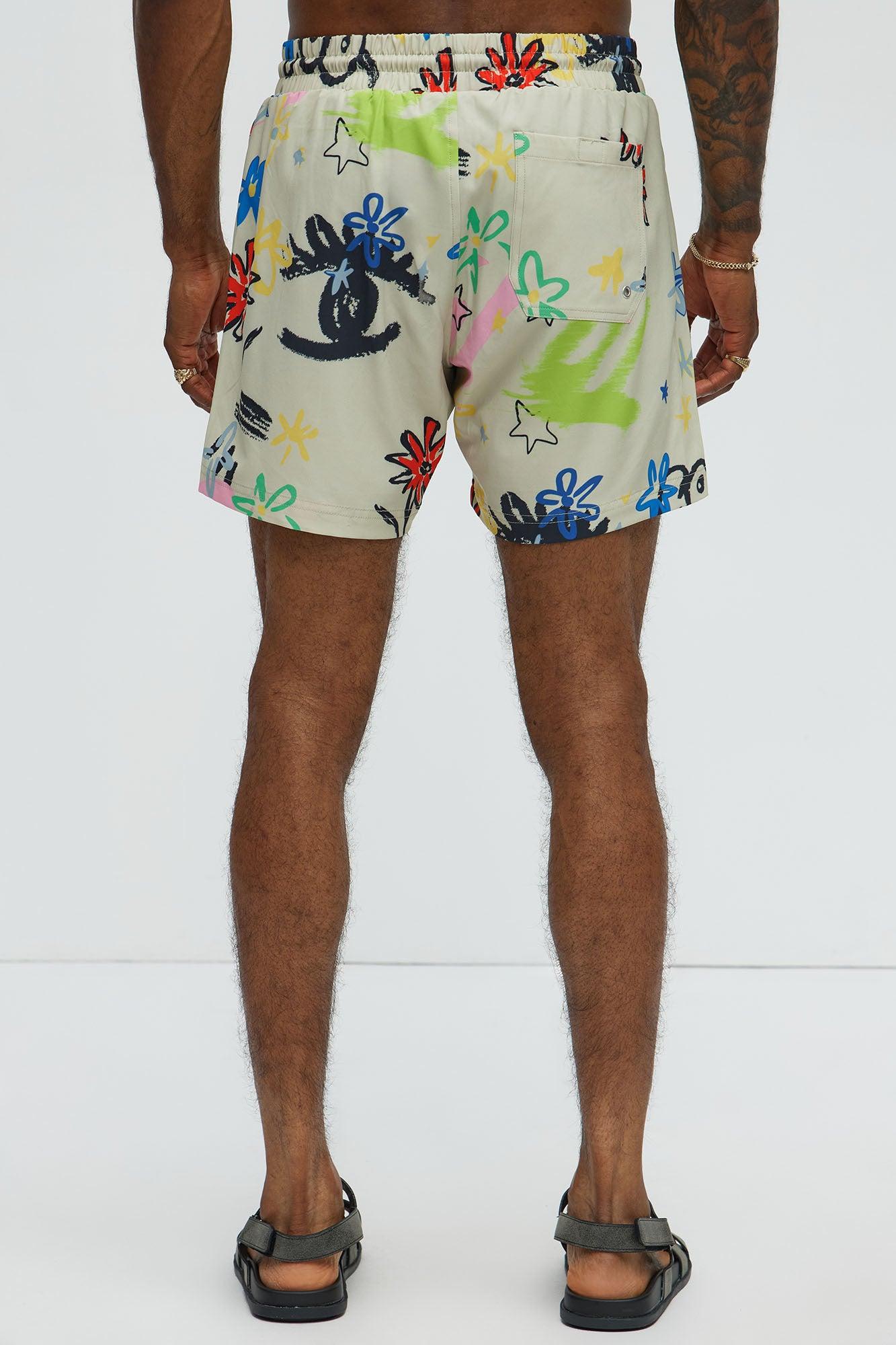 Graffiti Bloom Swim Mid Trunk - Multi Color Product Image