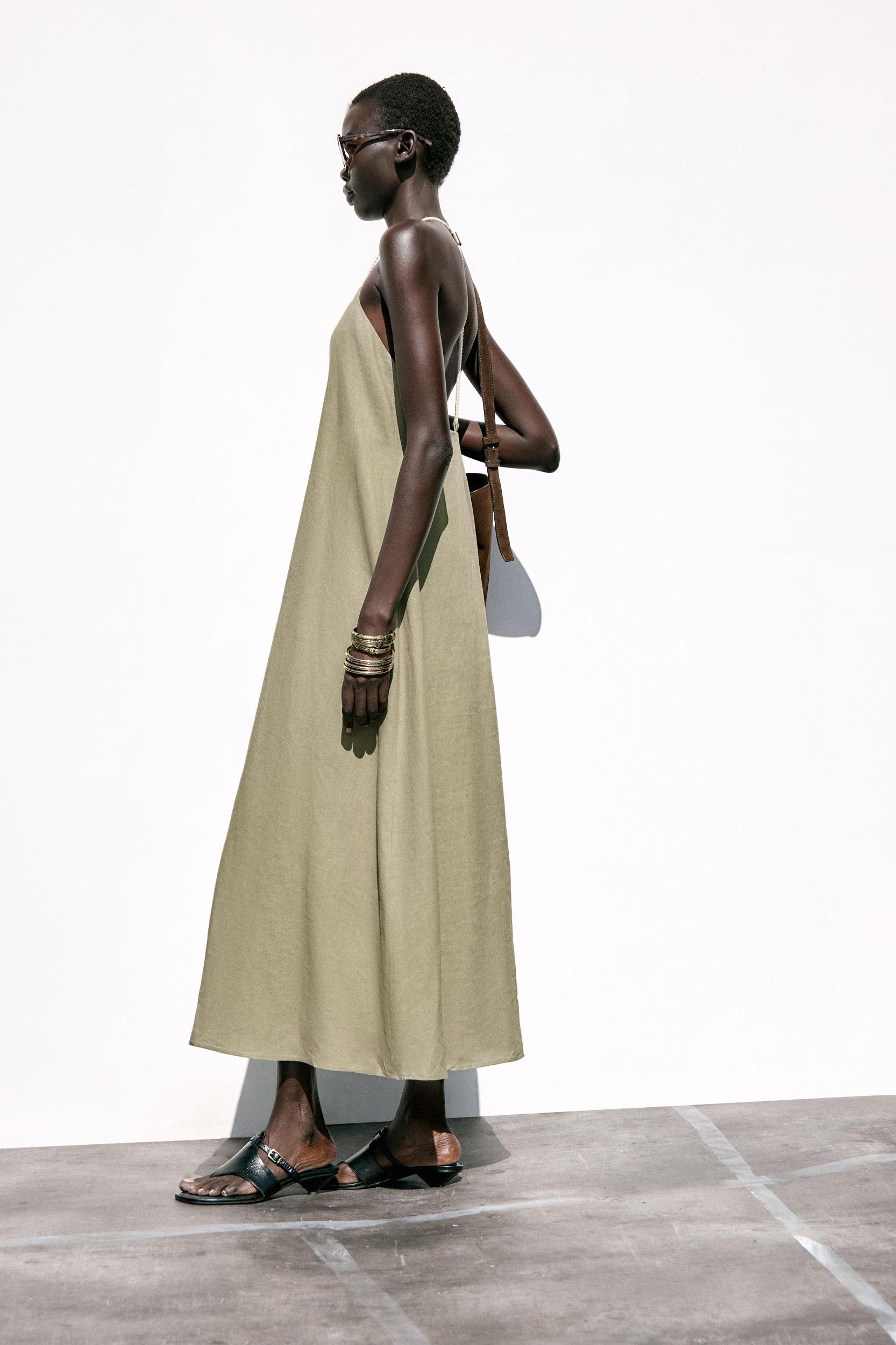 VOLUMINOUS LINEN MIDI DRESS Product Image