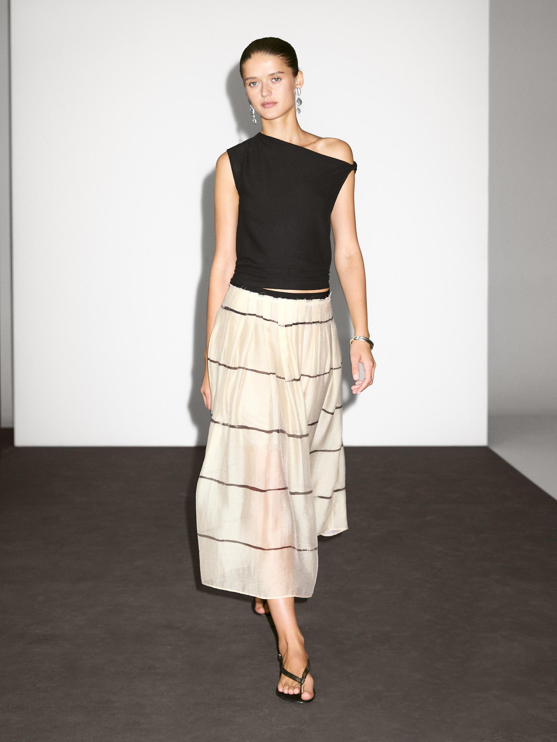 Striped flowing midi skirt Product Image