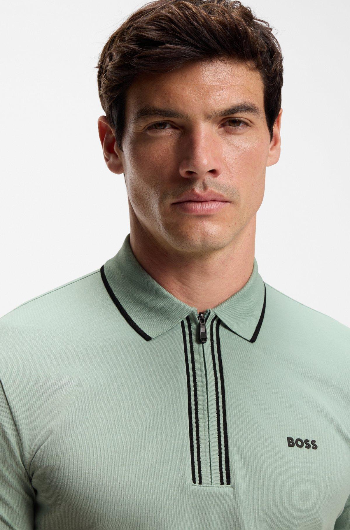 Active Slim-fit polo shirt in moisture-wicking stretch cotton Product Image