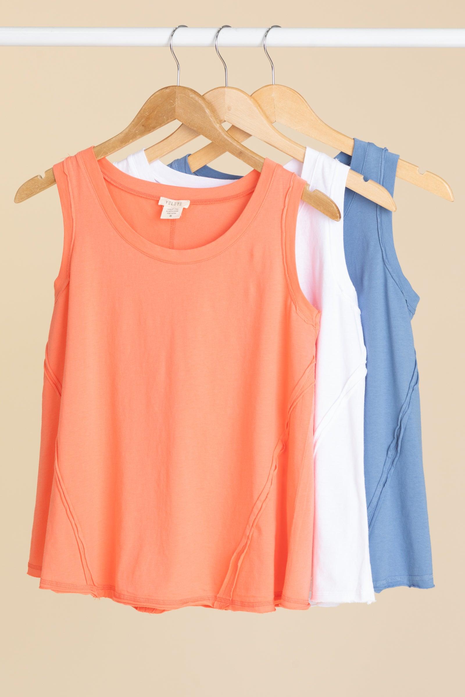 The Essential Raw Edge Cotton Knit Tank Tops Product Image