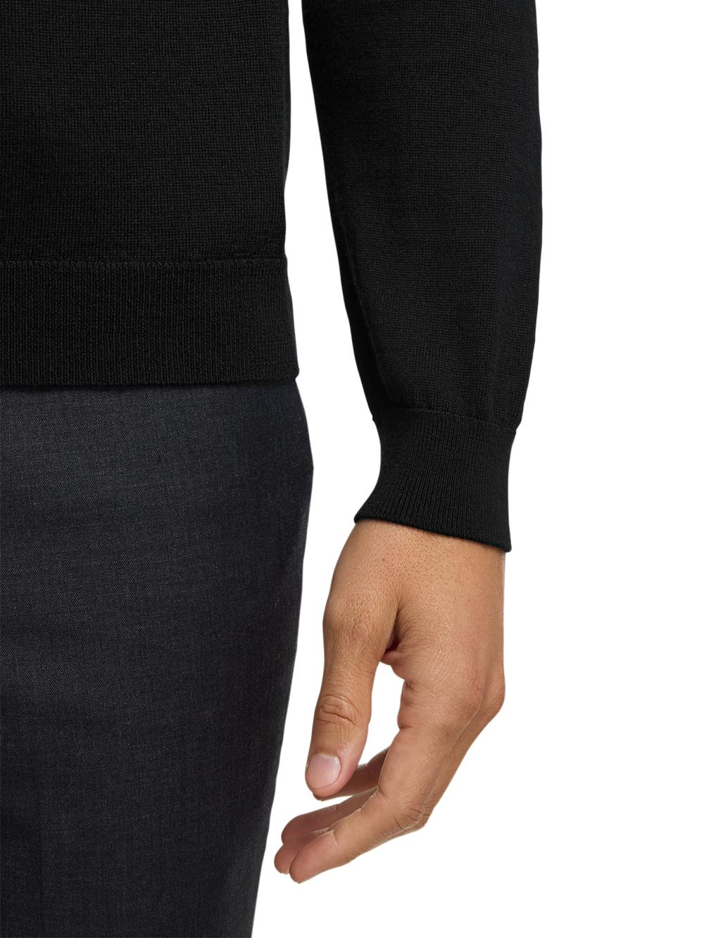 Merino Wool V-neck Sweater - Black Product Image