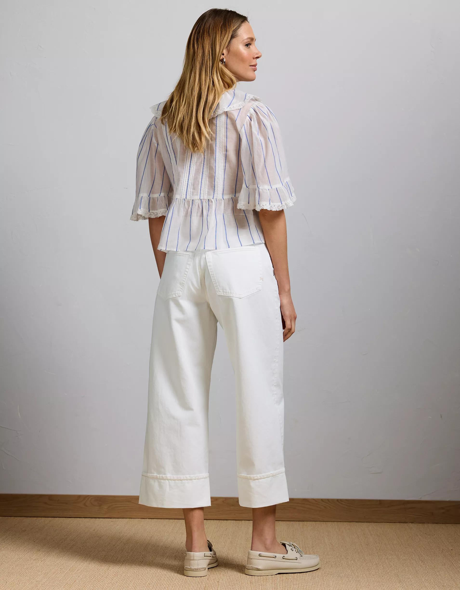 AE77 Premium Wide Crop Cuff Jean Product Image