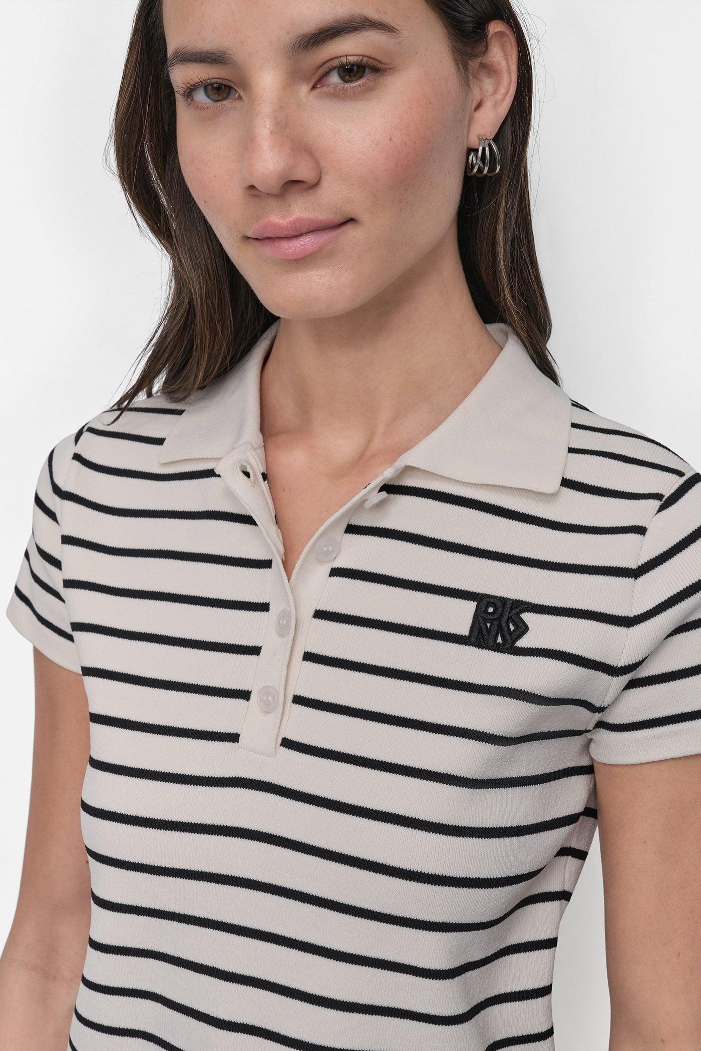 CROPPED STRIPED POLO SWEATER Product Image