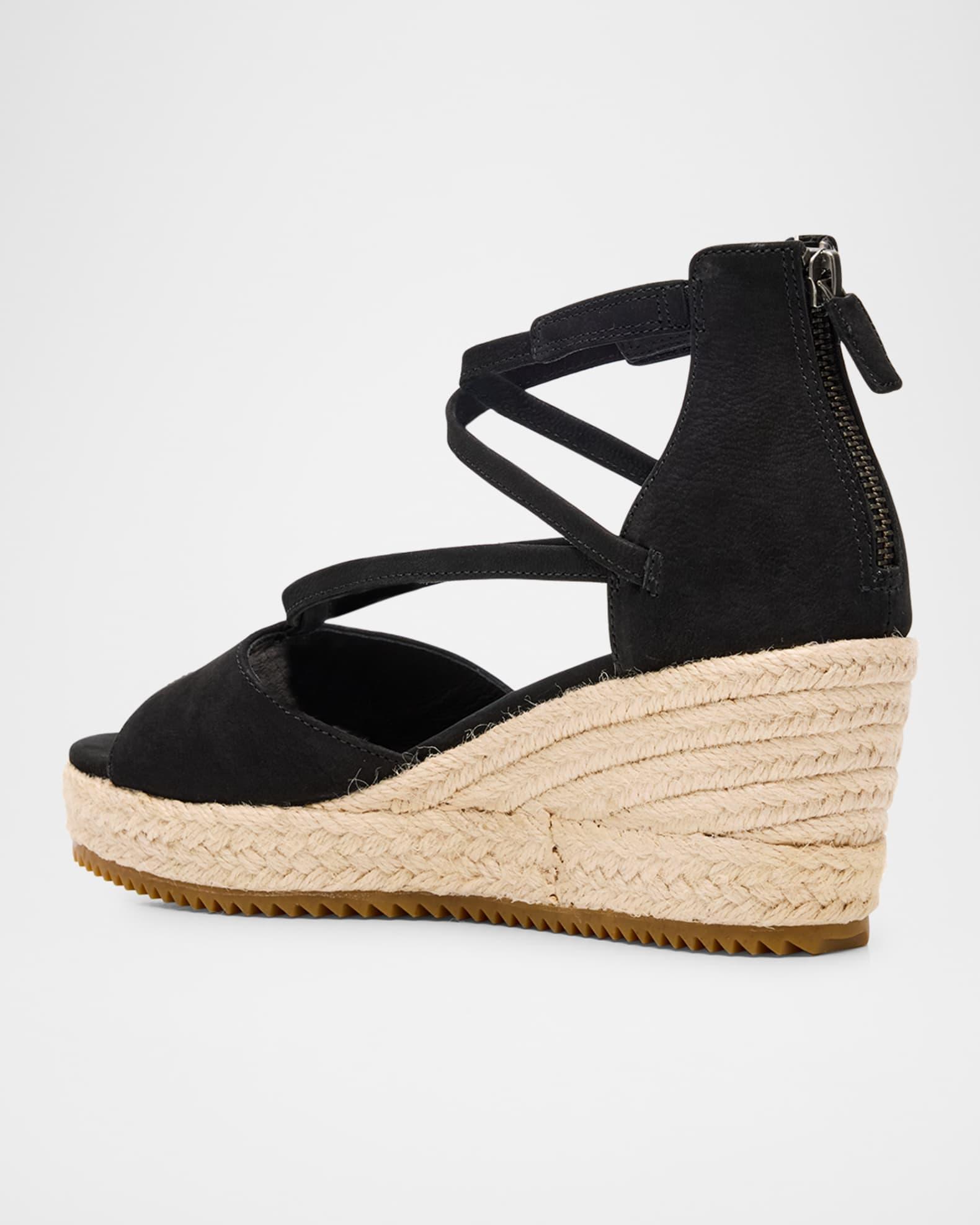 Wesson Leather Ankle-Strap Wedge Espadrilles Product Image