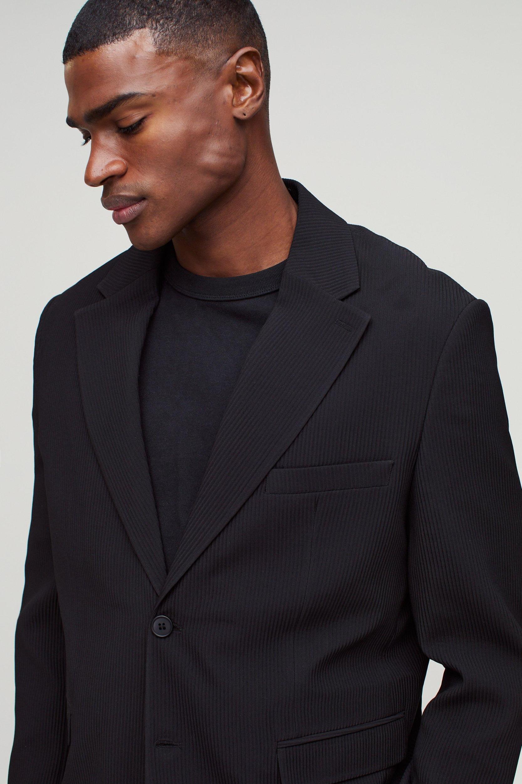 Straight Fit Pleated Blazer | boohooMAN USA Product Image