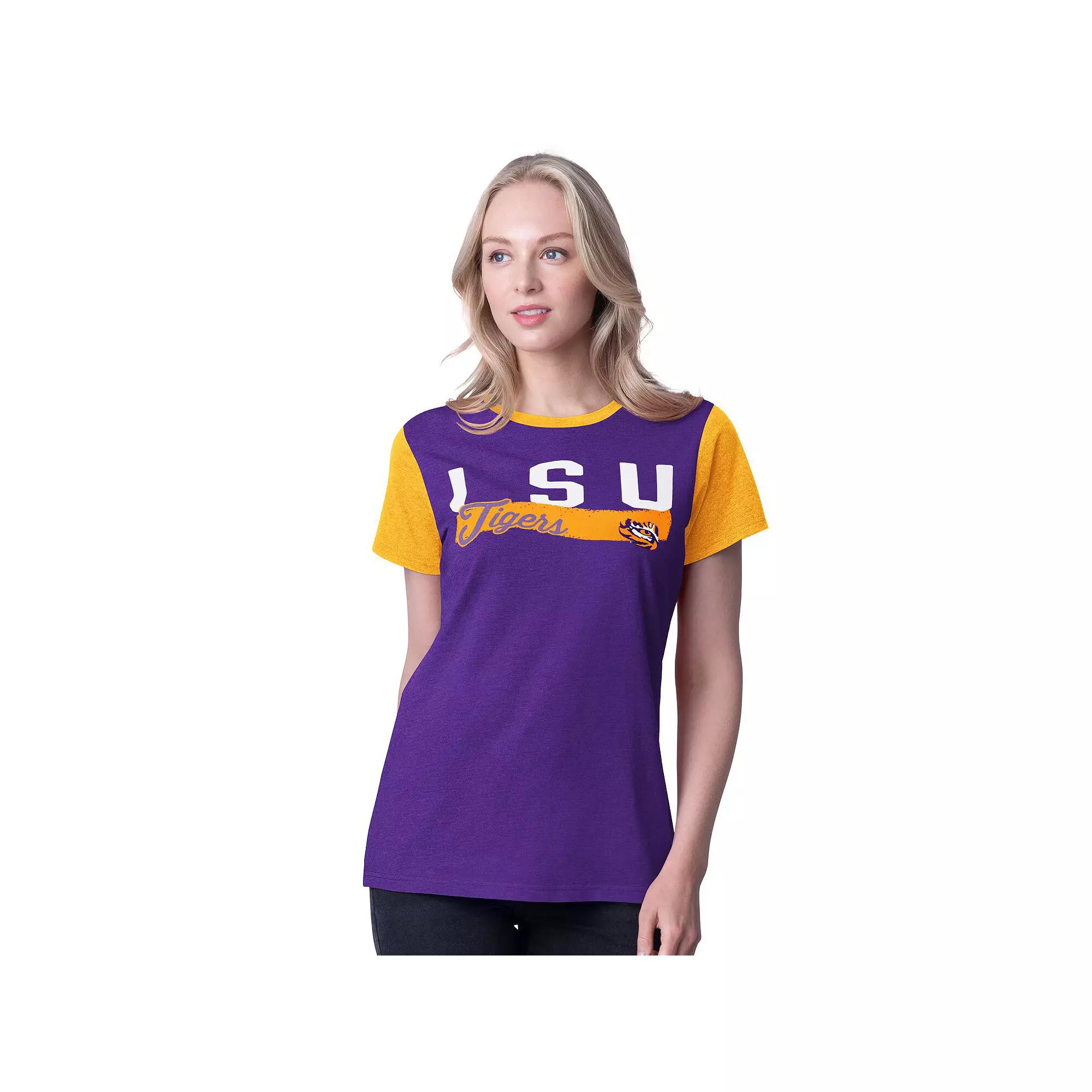 Women's G-III 4Her by Carl Banks Purple LSU Tigers Racer Crewneck Ringer T-Shirt, Size: XL Product Image